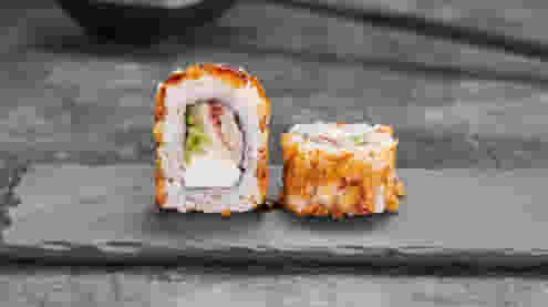 Блюдо Ролл Дон бекон меню Суши Мастер Ролл Дон бекон меню Суши Мастер