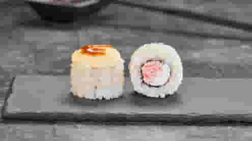 Блюдо Ролл Мистер Крабс запеченный меню Суши Мастер Ролл Мистер Крабс запеченный меню Суши Мастер