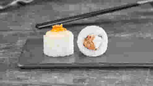 Блюдо Ролл Солнечный остров запеченный меню Суши Мастер Ролл Солнечный остров запеченный меню Суши Мастер