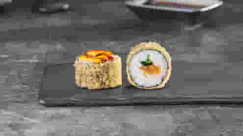 Блюдо Ролл Терияки лайт темпура (мини) меню Суши Мастер Ролл Терияки лайт темпура (мини) меню Суши Мастер