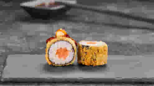 Блюдо Ролл Сяке лайт темпура (мини) меню Суши Мастер Ролл Сяке лайт темпура (мини) меню Суши Мастер