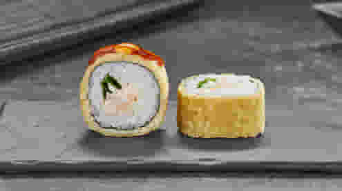 Блюдо Ролл Темпурный с беконом меню Суши Мастер Ролл Темпурный с беконом меню Суши Мастер