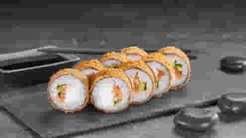 Блюдо Ролл Филадельфия темпура меню Суши Мастер Ролл Филадельфия темпура меню Суши Мастер