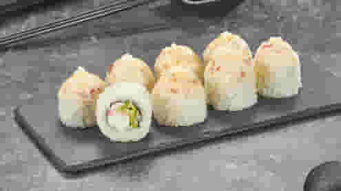 Блюдо Ролл Крабонара запеченный меню Суши Мастер Ролл Крабонара запеченный меню Суши Мастер