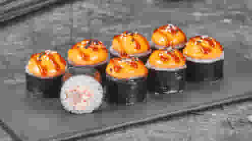 Блюдо Ролл Креветка хот запеченный меню Суши Мастер Ролл Креветка хот запеченный меню Суши Мастер