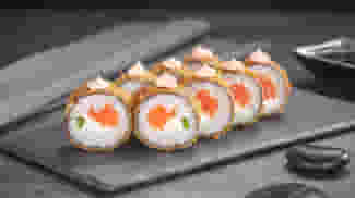 Блюдо Ролл Лосось фри темпура меню Суши Мастер Ролл Лосось фри темпура меню Суши Мастер