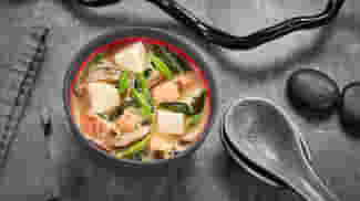 Мисо суп сливочный с лососем меню Суши Мастер