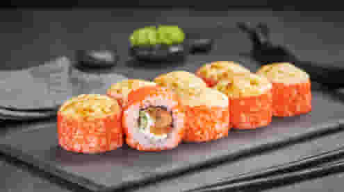 Блюдо Ролл Монако запеченный меню Суши Мастер Ролл Монако запеченный меню Суши Мастер