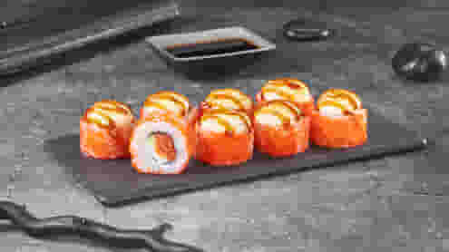 Блюдо Ролл Флешбек запеченный меню Суши Мастер Ролл Флешбек запеченный меню Суши Мастер