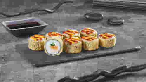 Блюдо Ролл Терияки лайт темпура (мини) меню Суши Мастер Ролл Терияки лайт темпура (мини) меню Суши Мастер