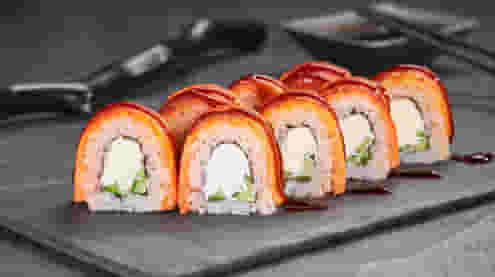 Блюдо Ролл Запеченная филадельфия меню Суши Мастер Ролл Запеченная филадельфия меню Суши Мастер