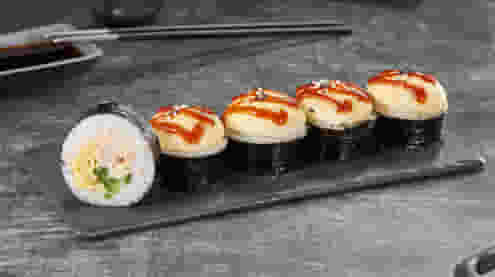 Блюдо Ролл Жульен запеченный меню Суши Мастер Ролл Жульен запеченный меню Суши Мастер