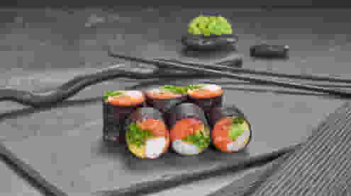 Блюдо Сашими ролл с лососем и креветкой меню Суши Мастер Сашими ролл с лососем и креветкой меню Суши Мастер